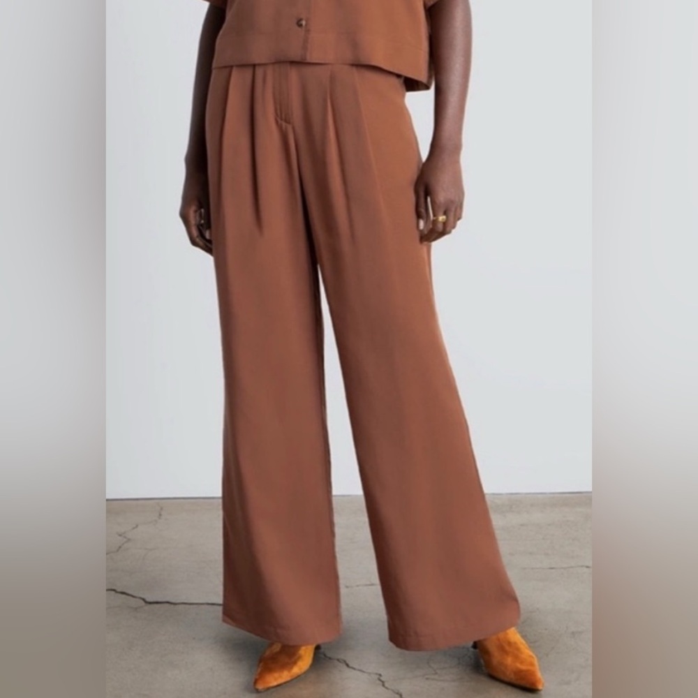 Who What Wear Brown Wide-Leg Pants